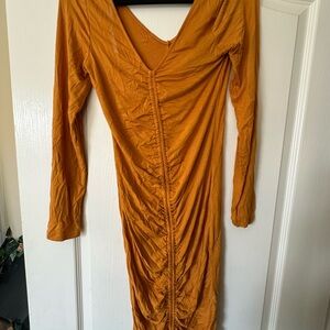 Fashion Nova Mustard Midi Dress